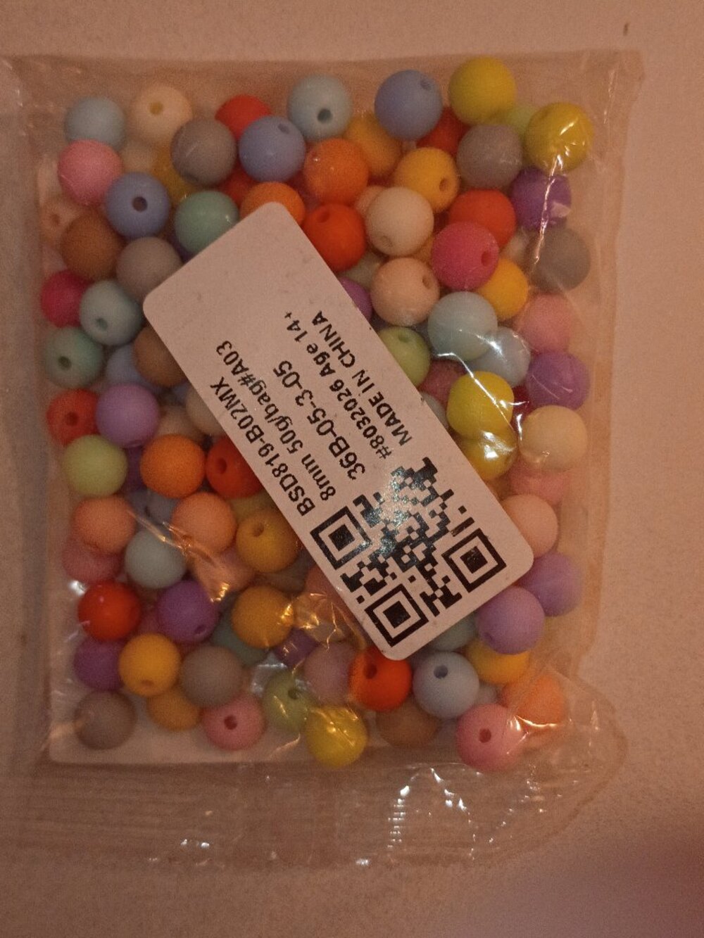 50 gram Bag of Pastel Colors Variety 8mm Beads NWT!